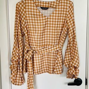 Women's Brown Checkered Top